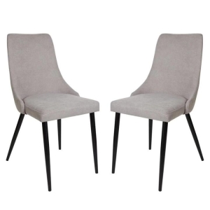 Raimon Furniture Set Of 2 Arty Fabric Dining Chair Black Metal Legs - Light Grey
