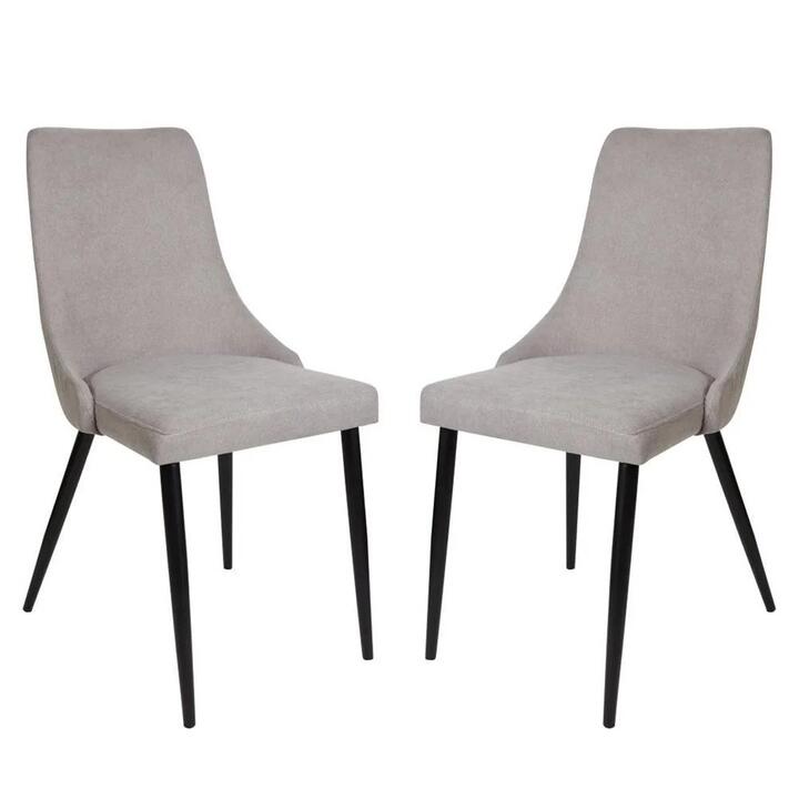 Raimon Furniture Set Of 2 Arty Fabric Dining Chair Black Metal Legs - Light Grey