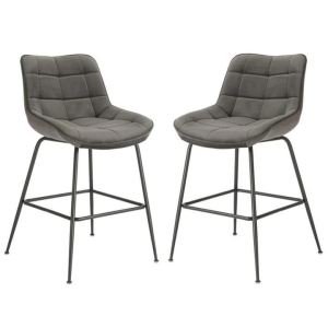Raimon Furniture Set Of 2 Bianca Velvet Fabric Kitchen Counter Bar Stool - Grey