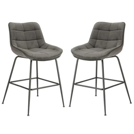 Raimon Furniture Set Of 2 Bianca Velvet Fabric Kitchen Counter Bar Stool - Grey