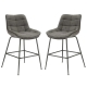 Raimon Furniture Set Of 2 Bianca Velvet Fabric Kitchen Counter Bar Stool - Grey