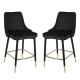 Raimon Furniture Set of 2 Luisa Velvet Fabric Kitchen Counter Bar Stool 63cm - Black