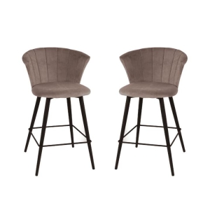 HomeStar Set of 2 Calliope Velvet Fabric Modern Kitchen Counter Bar Stool - Grey