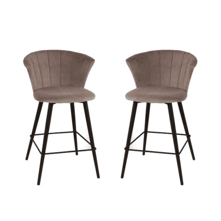 HomeStar Set of 2 Calliope Velvet Fabric Modern Kitchen Counter Bar Stool - Grey