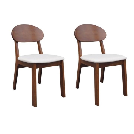Design Square Set Of 2 Fabric Wooden Cafe Kitchen Dining Chair - Walnut