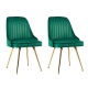 Set of 2 Dining Chairs Retro Chair Cafe Kitchen Modern Metal Legs Velvet Green