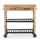 Ray Rustic Hardwood Butlers Kitchen Trolley Storage Cabinet On Wheels