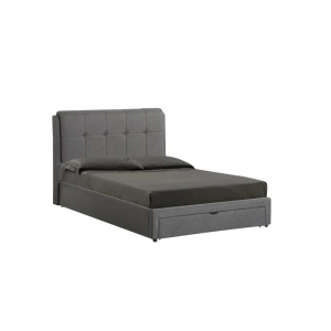 Our Home Regina Modern Fabric Bed Frame Double Size With Storage - Grey