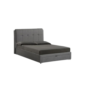 Our Home Regina Modern Fabric Bed Frame Queen Size With Storage - Grey