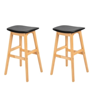 Design Square Set Of 2 Flora Modern Scandinavian Kitchen Counter Bar Stool - Black