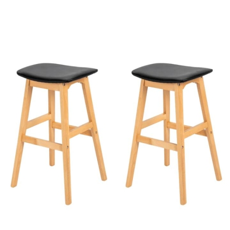 Design Square Set Of 2 Flora Modern Scandinavian Kitchen Counter Bar Stool - Black