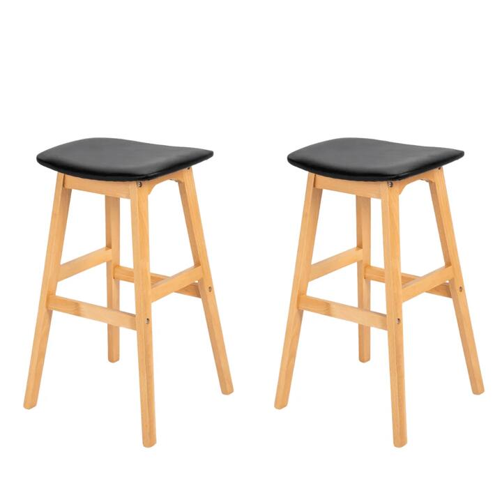 Design Square Set Of 2 Flora Modern Scandinavian Kitchen Counter Bar Stool - Black