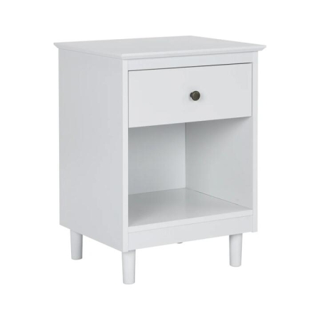 Design Square Ronnie Open Shelf Bedside Nightstand Side Table W/ 1-Drawers - White