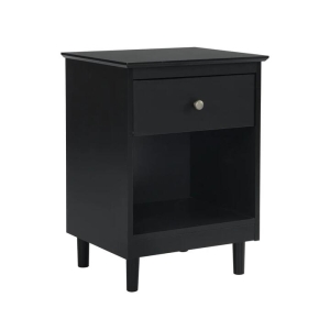 Design Square Ronnie Open Shelf Bedside Nightstand Side Table W/ 1-Drawers - Black