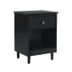 Design Square Ronnie Open Shelf Bedside Nightstand Side Table W/ 1-Drawers - Black
