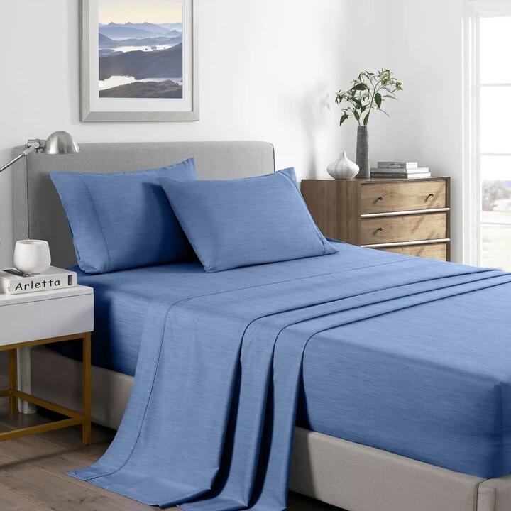 Royal Comfort Bamboo Cooling 2000TC Sheet Set - Queen-Denim