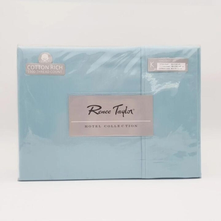 Renee Taylor 1500 Thread count Cotton Blend Sheet sets King Mist