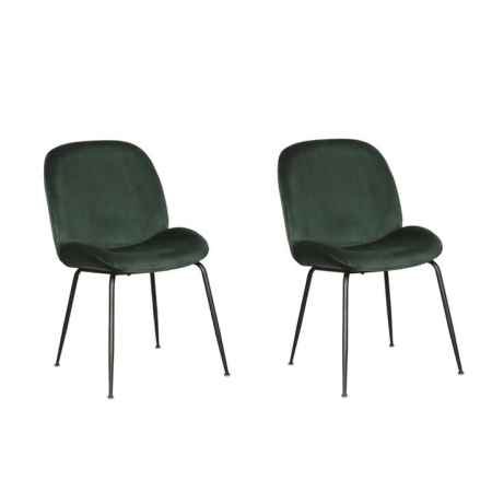Raimon Furniture Set Of 2 Casa Modern Velvet Fabric Kitchen Dining Chair Black Frame - Emerald