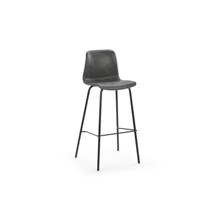 Set of 2 Emerson High Back PU Kitchen Counter Bar Stools - Charcoal - Charcoal