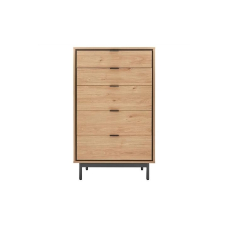 Santos Japanese Inspired Chest of-5 Drawers Tallboy Storage Cabinet - Oak