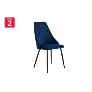 Set of 2 Lucca Kitchen Dining Chairs - Navy - Navy