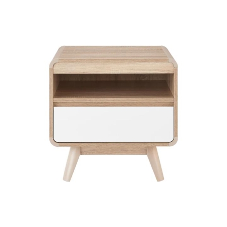 Robin Bedside Nightstand Side Table - White - White