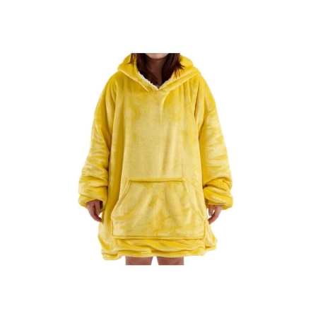 Reversible Hoodie Blanket - Yellow/White - Yellow/White