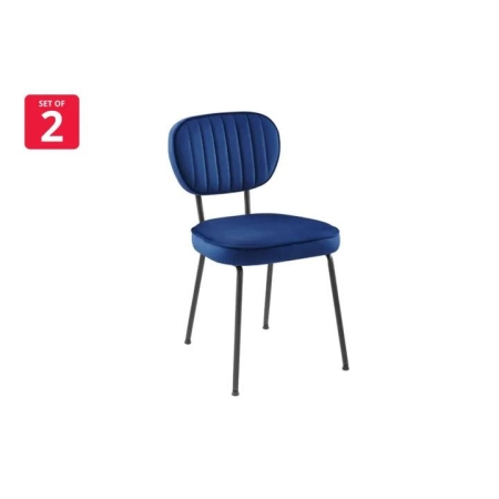 Set of 2 Clair Kitchen Dining Chairs - Dark Blue - Blue