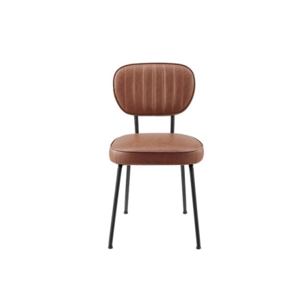 Set of 2 Clair Kitchen Dining Chairs - Vintage PU Brandy - Brown