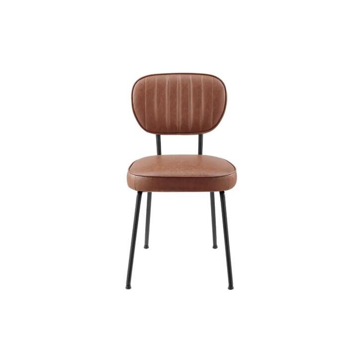 Set of 2 Clair Kitchen Dining Chairs - Vintage PU Brandy - Brown