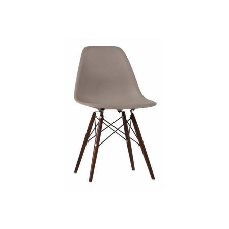 Set of 2 Eames Replica Premium DSW Kitchen Dining Side Chairs - Grey Seat/Walnut Legs - Grey / Walnut