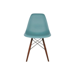 Set of 2 Eames Replica Premium DSW Kitchen Dining Side Chairs - Teal Seat/Walnut Legs - Teal / Walnut