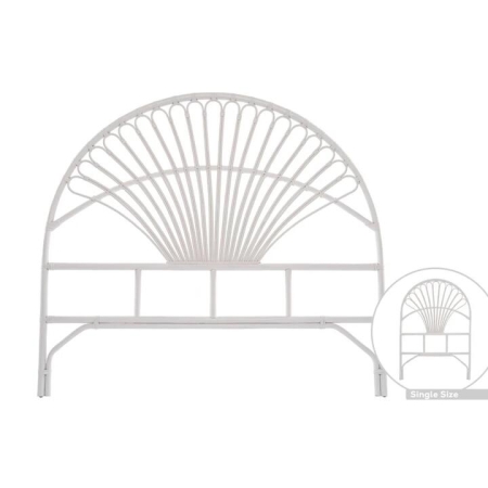 Remi Rattan Eco Friendly Bed Head Headboard Single Size - White - Single