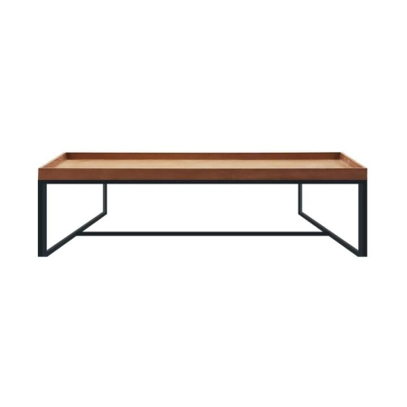 HomeStar Regent Rectangle Coffee Table Black Powdercoated Metal Legs - Oak veneer