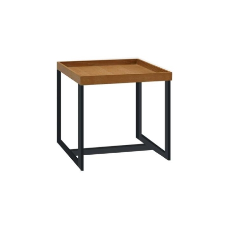 HomeStar Regent Square End Lamp Side Table Black Powdercoated Metal Legs - Oak veneer