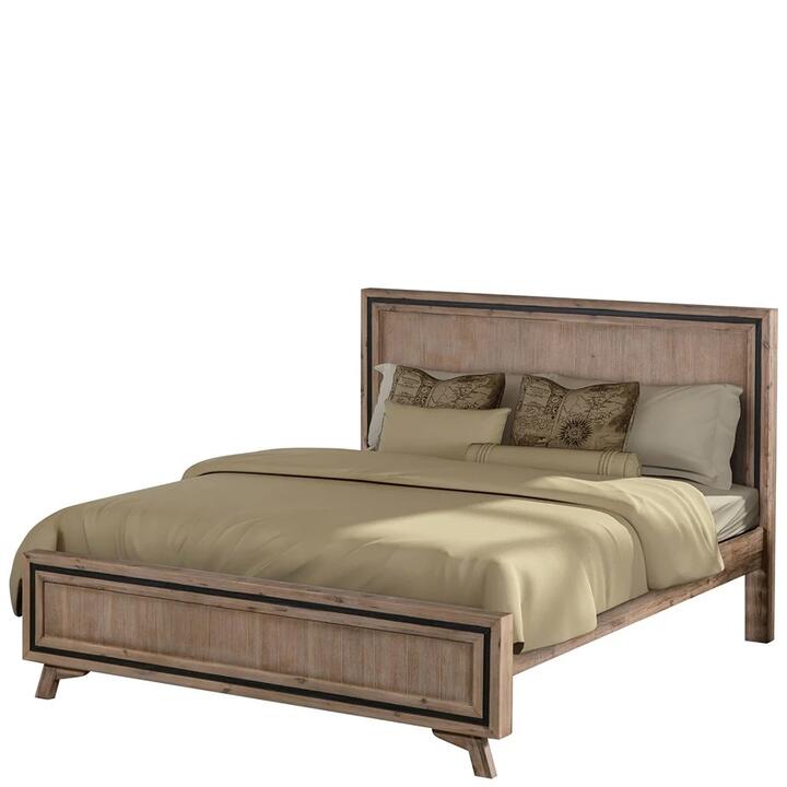 Queen Size Silver Brush Bed Frame in Acacia Wood Construction