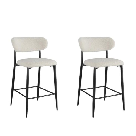 Raimon Furniture Set Of 2 Gio Modern Boucle Fabric Kitchen Counter Bar Stool 66cm - Off White