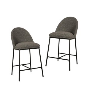 Raimon Furniture Set Of 2 Enea Modern Boucle Fabric Kitchen Counter Bar Stool 65cm - Slate