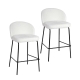Raimon Furniture Set Of 2 Chiara Boucle Fabric Kitchen Counter Bar Stools 66cm Metal Frame - Ivory