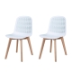 Design Square Set Of 2 Jonas PP Kitchen Dining Chairs Wooden Legs White/Oak