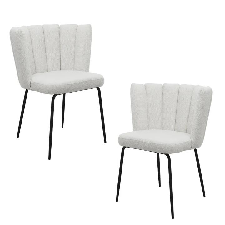 Raimon Furniture Set Of 2 Maisy Modern Kitchen Dining Side Chair Metal Legs Beige