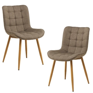 Raimon Furniture Set Of 2 Gian Fabric Kitchen Dining Side Chair Metal Legs Taupe