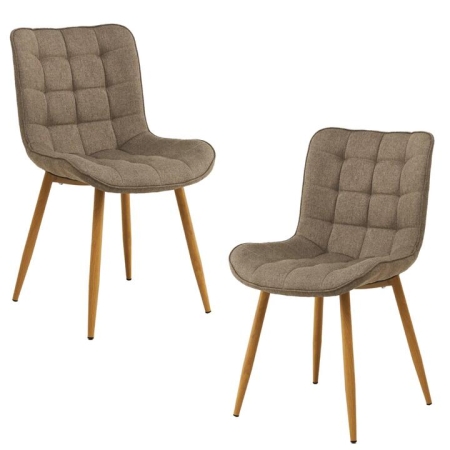 Raimon Furniture Set Of 2 Gian Fabric Kitchen Dining Side Chair Metal Legs Taupe