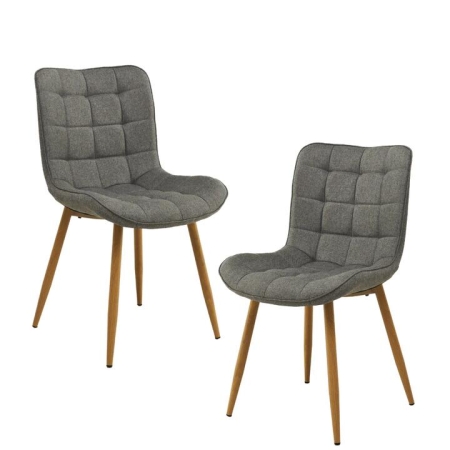 Raimon Furniture Set Of 2 Gian Fabric Kitchen Dining Side Chair Metal Legs Ash