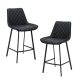 Raimon Furniture Set Of 2 Fin Eco Leather Kitchen Counter Bar Stool Metal Legs 66cm  Black