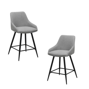 Raimon Furniture Set Of 2 Azra Eco Leather Kitchen Counter Bar Stool Silver Grey