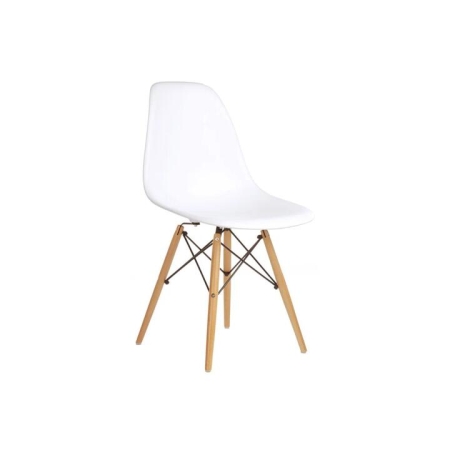 Set of 2 Eames Replica Premium DSW Kitchen Dining Chair - White / Beech Wood