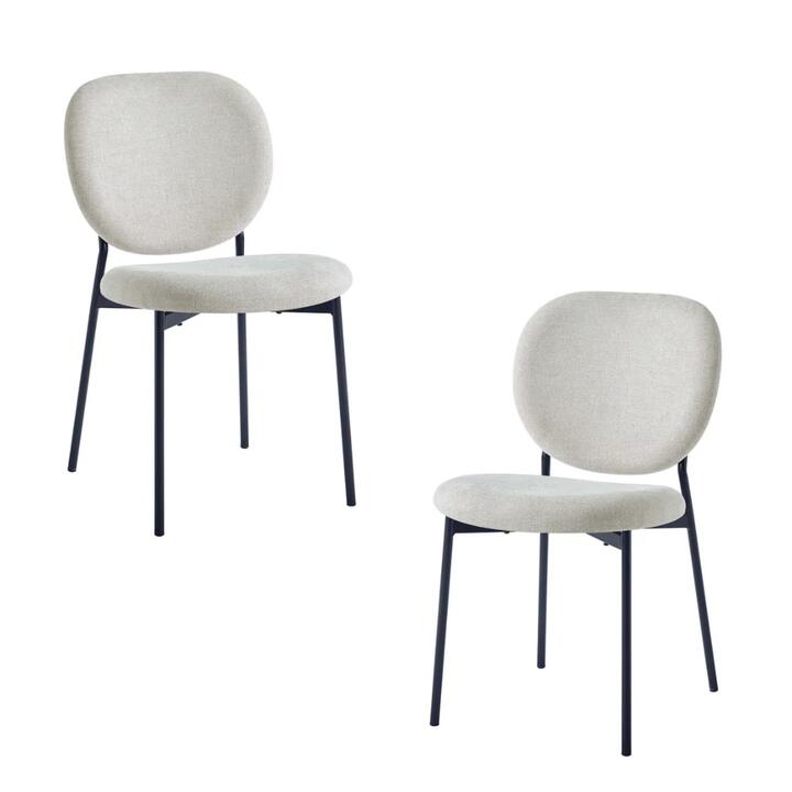 HomeStar Set Of 2 Archie Fabric Kitchen Dining Chair Metal Legs Almond/Black