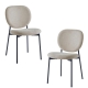 HomeStar Set Of 2 Archie Fabric Kitchen Dining Chair Metal Legs Coconut/Black