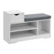 Design Square Ryker Wooden Shoe Shelves Rack Organiser Fabric Bench 80cm 1-Drawer White/Grey